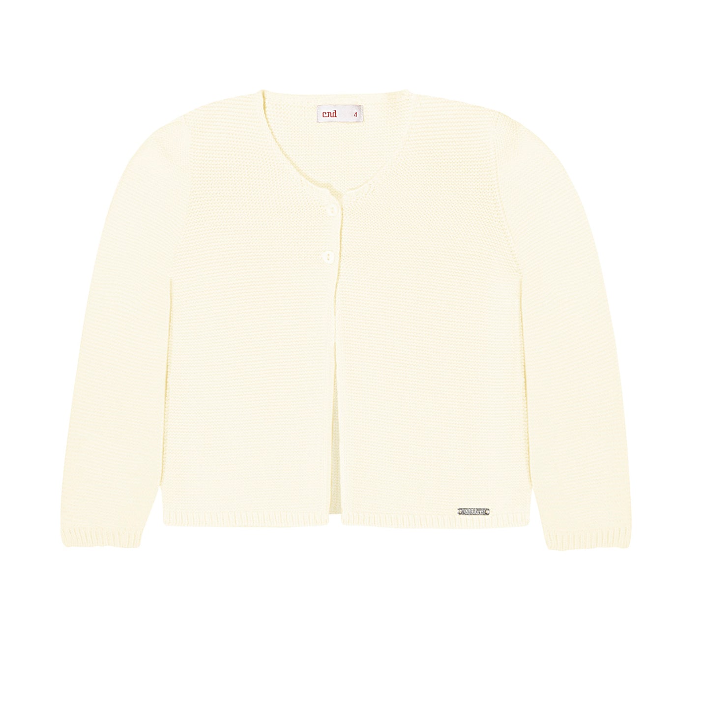 Moss Stitched Two Button Cardigan- Cream (12m, 6)