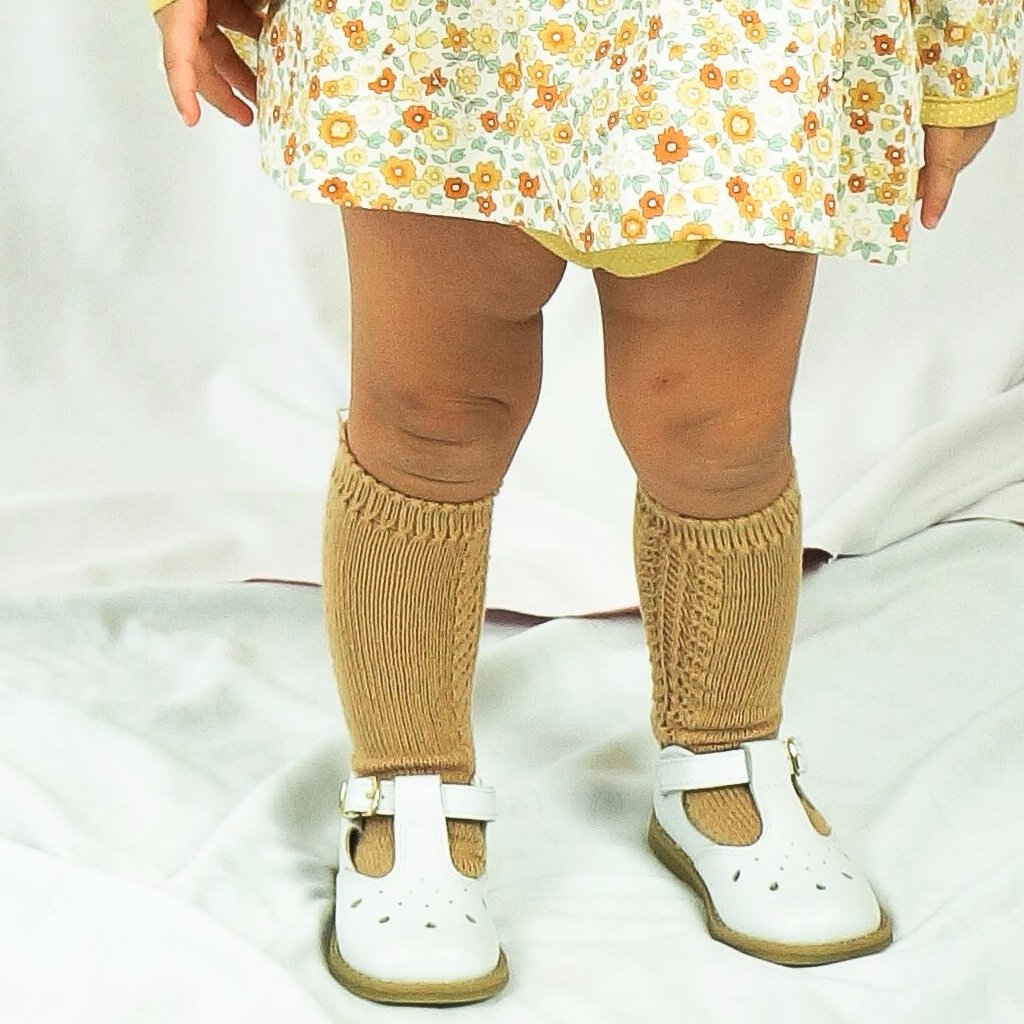 Crochet Knee Sock- Camel (00, 4, 6)