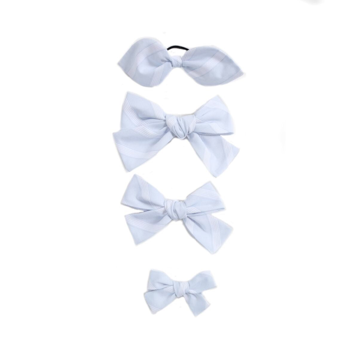 Handtied Hairbows Sweet Pea Stripe- Blue (Sm, Med, Lg)