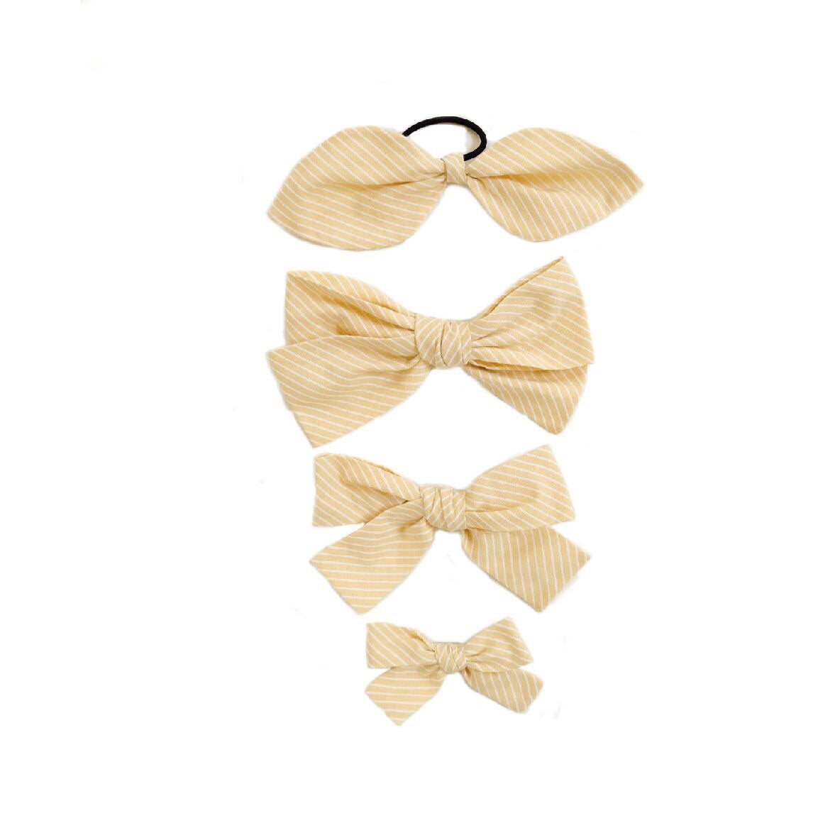 Handtied Hairbows Cheery Cherry Sunshine Stripe ( Med, Lg)
