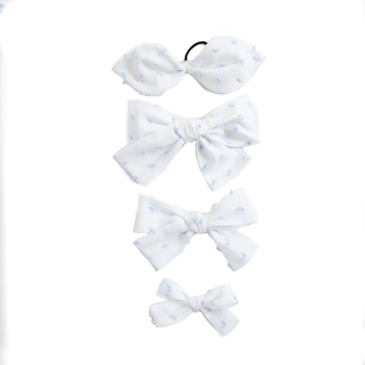 Handtied Hairbows Sweet Pea Plumeti Blue (Sm, Lg)