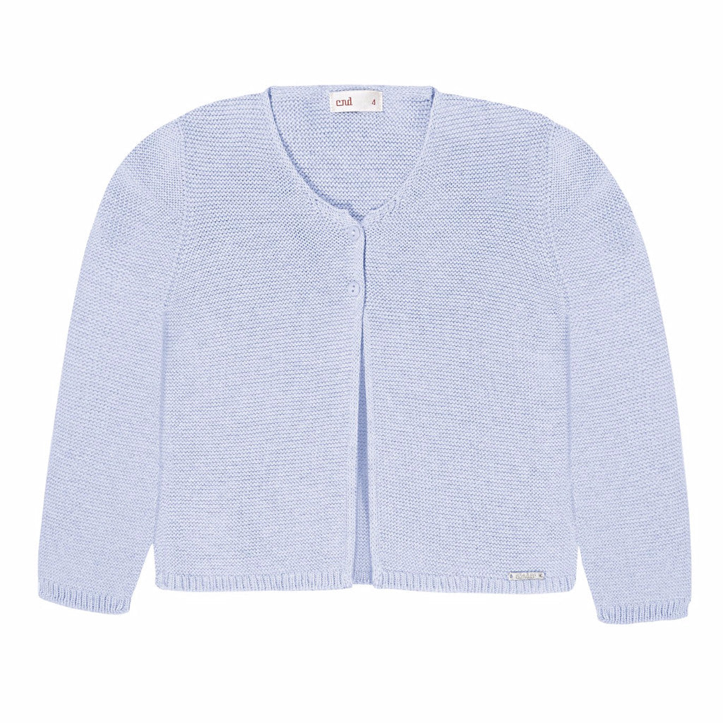 Moss Stitched Two Button Cardigan- Blue (6m, 12m, 18m)