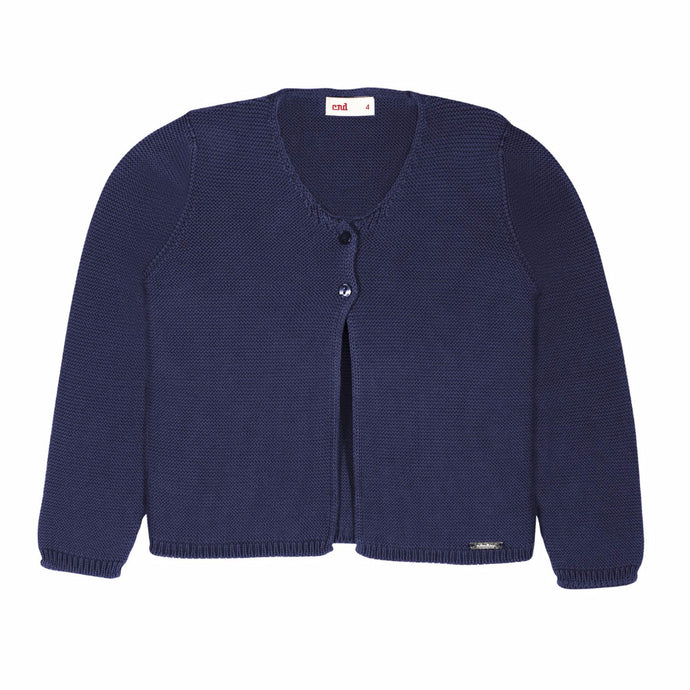 Moss Stitched Two Button Cardigan- Navy (12m)