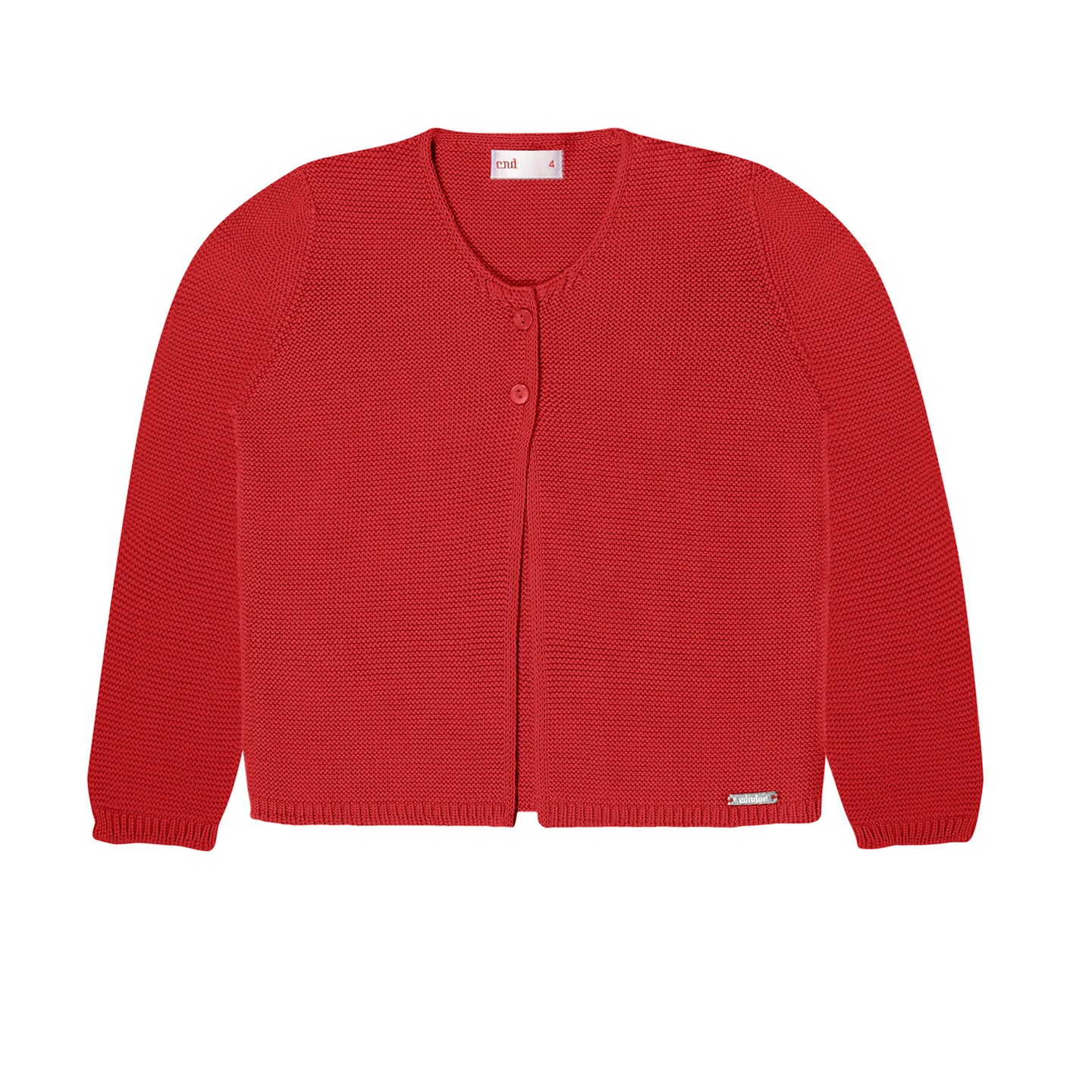 Moss Stitched Two Button Cardigan- Red (6m, 12m, 18m)