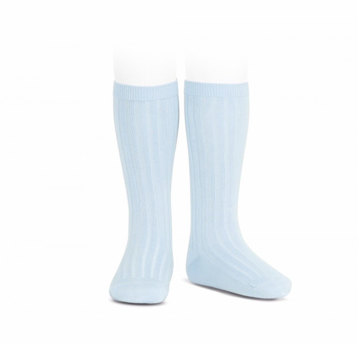 Ribbed Cotton Knee Sock- Light Blue (00)