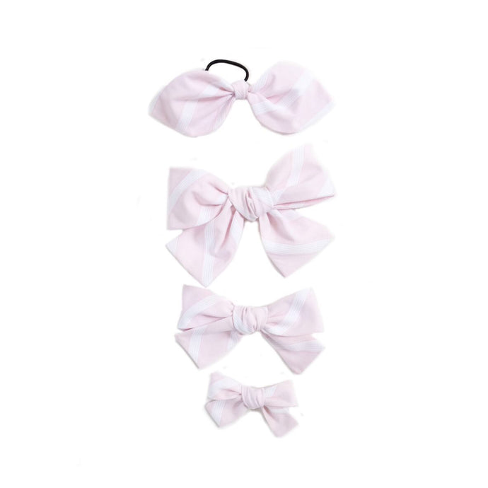 Handtied Hairbows Sweet Pea Stripe- Pink (Sm, Med, Lg)
